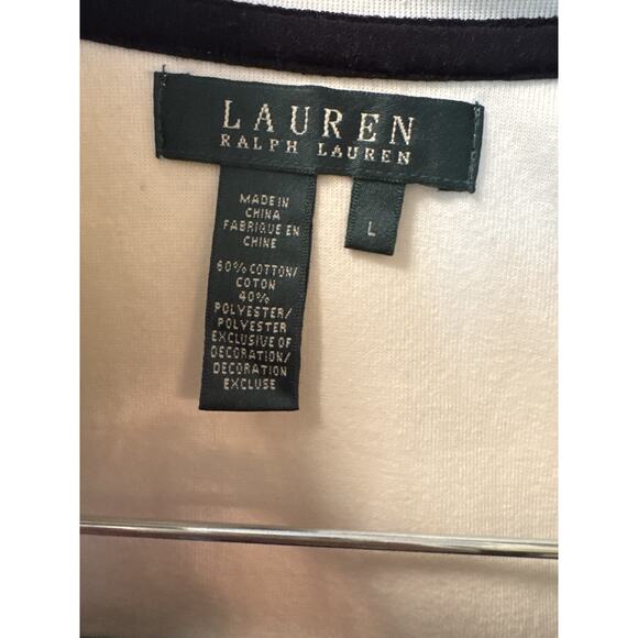 Lauren Ralph Lauren Zip Up Jacket Crest Cream Black Women's Large Ivory - Picture 6 of 10